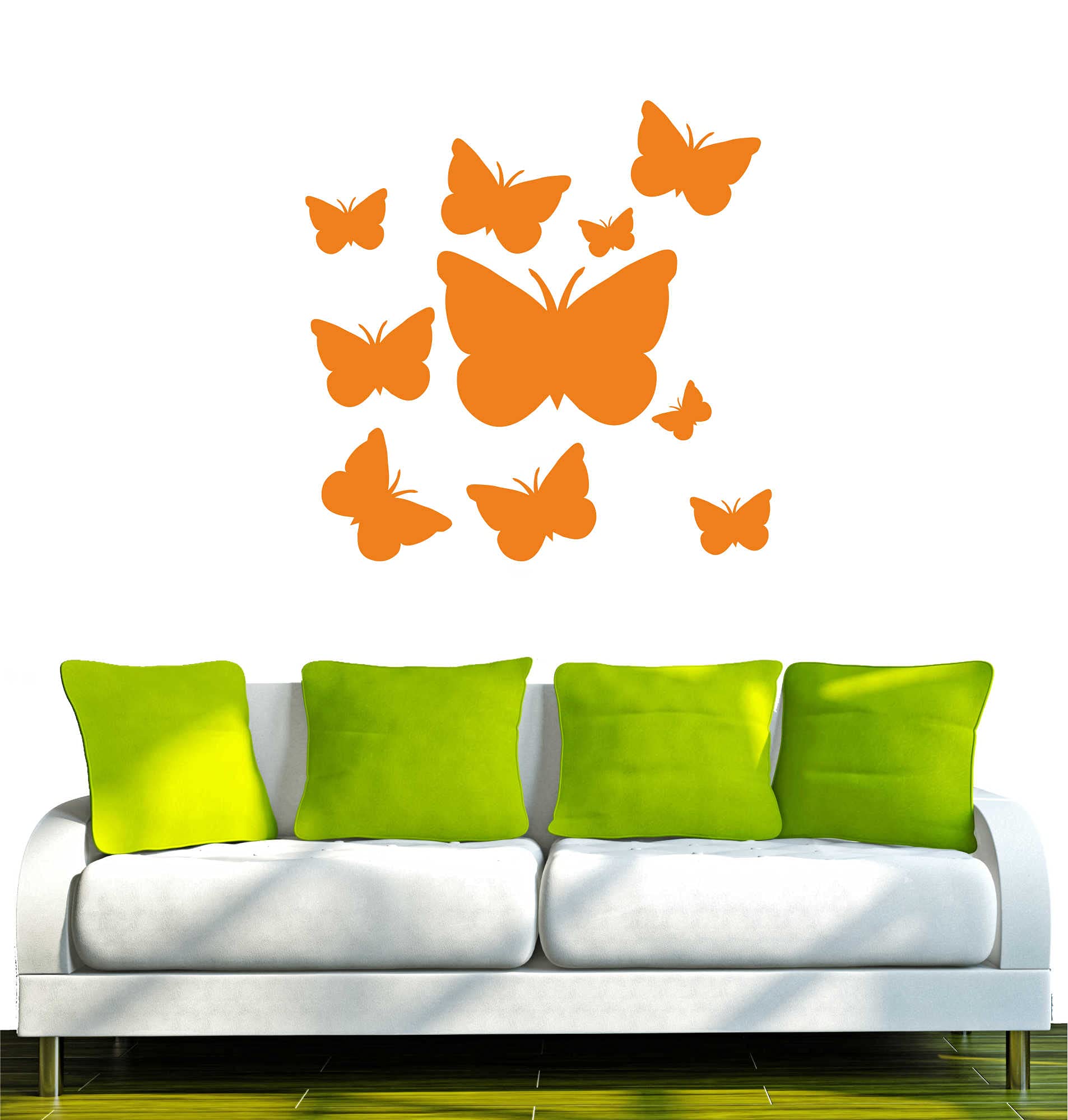 INDIGOS UG - adesivi da parete - Farfalle, Arancione, 80x24 cm