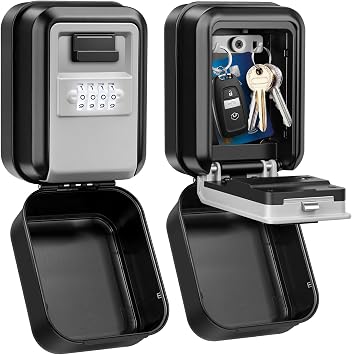 Key Lock Box, Waterproof Wall Mount Lock Box for Keys with Code, 4 Digit Combination Lockbox Resettable Code Security Safe Key Storage Box for Home Office Garage Apartment Realtors