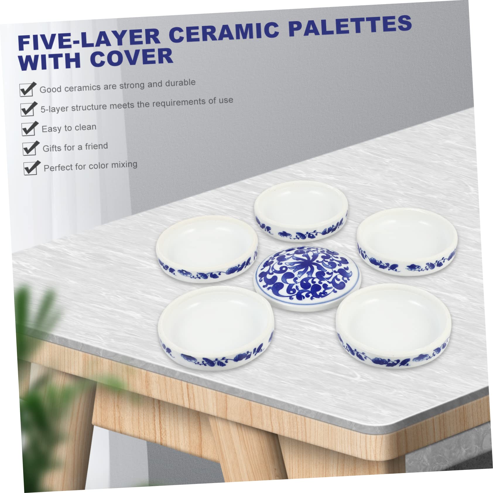 Mischpalette Keramik mit Deckel Reise Aquarellpalette für Künstlerbedarf Farbschale für Kalligrafie Stabil und Praktisch für Malerei Draußen