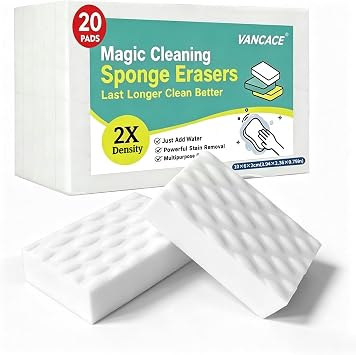 Magic Sponges Cleaning Eraser 20 Pack 2X Compressed Melamine Sponge, Heavy Duty Stain Remover for Kitchen Bathroom Sneaker Car