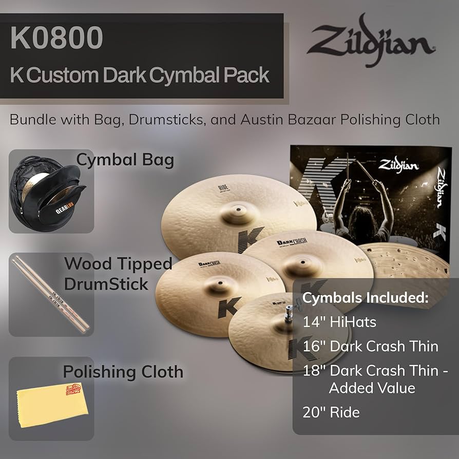 Amazon.com: Zildjian K0800 K Custom Dark Cymbal Pack 15/17