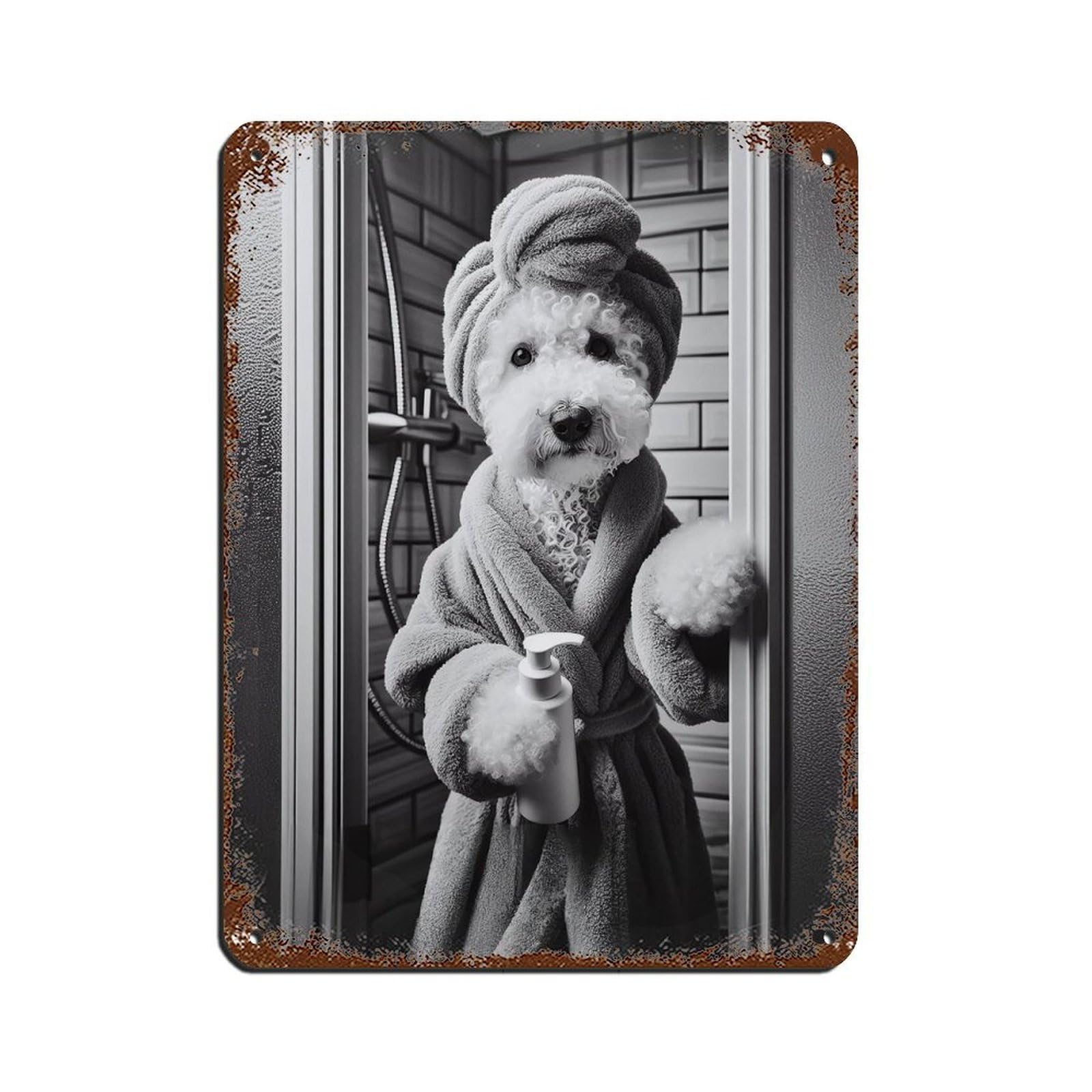 Bedlington Terrier, Bathroom Art Poster Tin Sign Vintage Metal Pub Club Cafe Bar Home Wall Art Decoration Poster Retro 12x16inch(30x40cm)