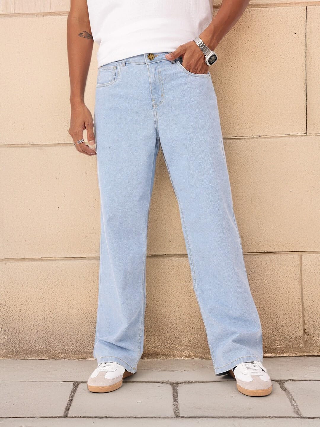Loose Fit Mid Rise Light Blue Men Denim Jeans (LVR-05-102)-image-21