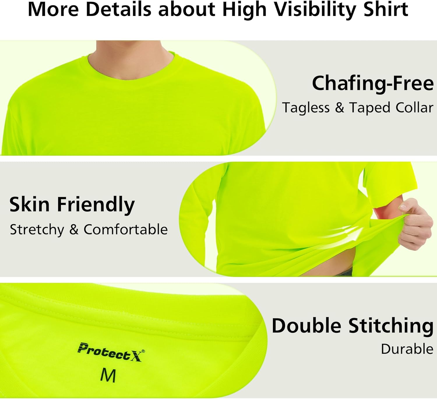 ProtectX High Visibility Short Shirts, Quick-Dry Reflective T-Shirts for Men & Women, Hi Vis Sun Protection Shirts - Image 4