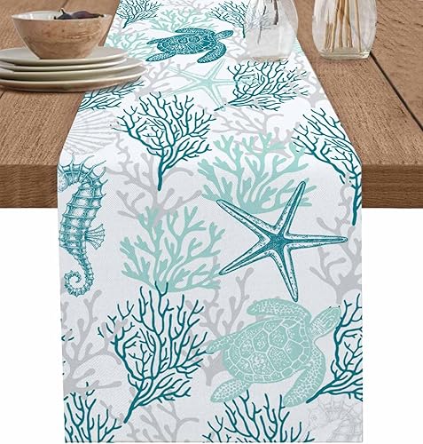 Miniatura 20 de Camino de mesa de gnomos de Acción de Gracias, calabazas azules, 48 pulgadas de largo, hojas de árbol de arce de otoño, camino de mesa auxiliar,