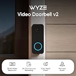 WYZE Caméra à sonnette de porte filaire v2(le câblage de sonnette de porte existant requis), 2K Sonnette vidéo de sécurité, vision nocturne couleur, 2-Way Audio, moniteur de paquets, fonctionne avec Alexa & Google Assistant. Configuration gratuite d'expert