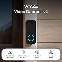 Vista 2 de WYZE Cámara de timbre con cable v2 (se requiere cableado de timbre existente), timbre de video de seguridad 2K, visión nocturna a color, audio de 2