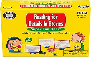 Super Duper Publications | Reading for Details in Stories Fun Deck Flash Cards with Secret Decoder | Educational Learning Resource for Children