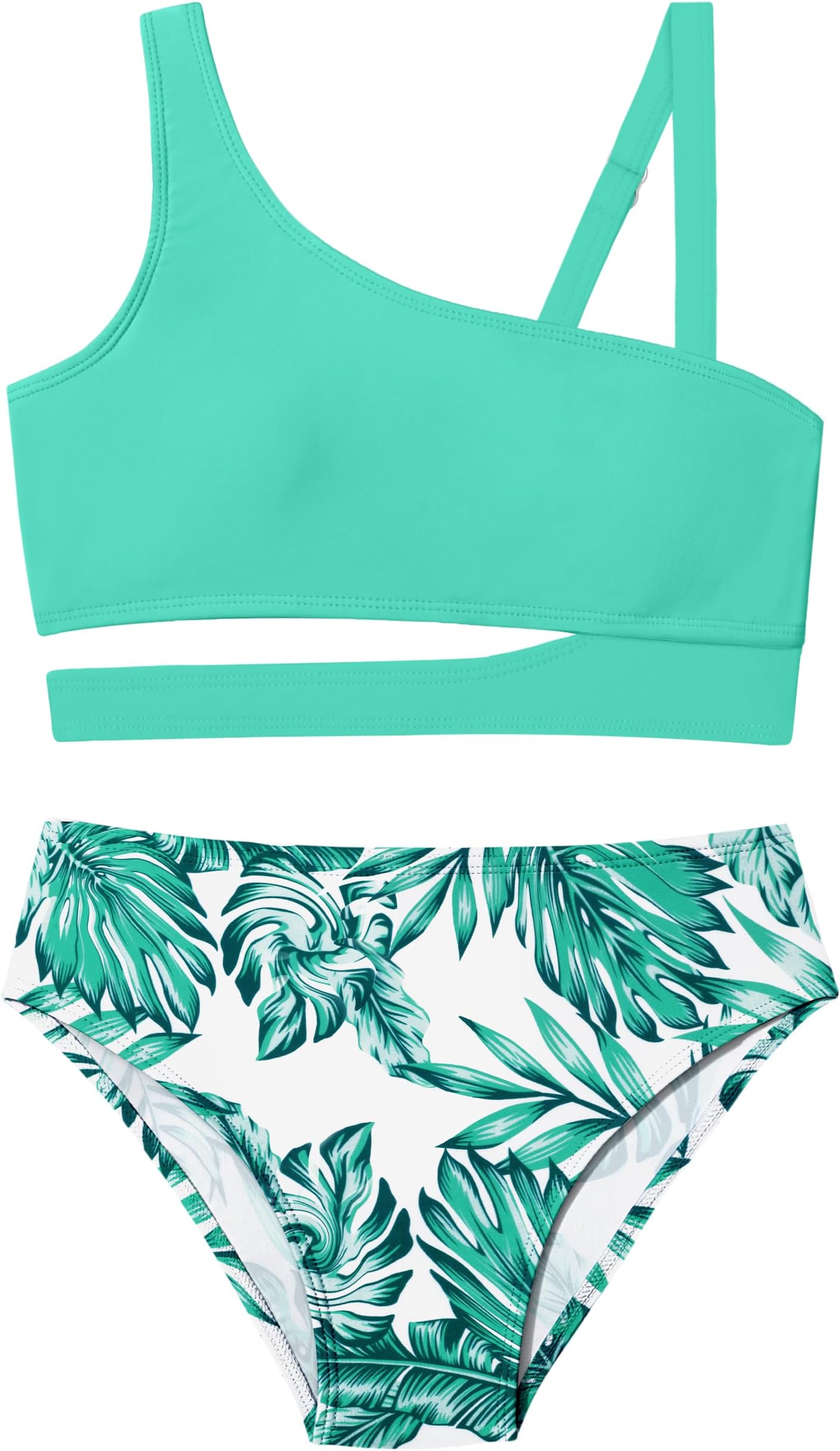 QueenstyleGirls Swimsuits Bikini Set Kids Cutout Bathing Suit Bikini Top Two Piece Girls' Swimwear