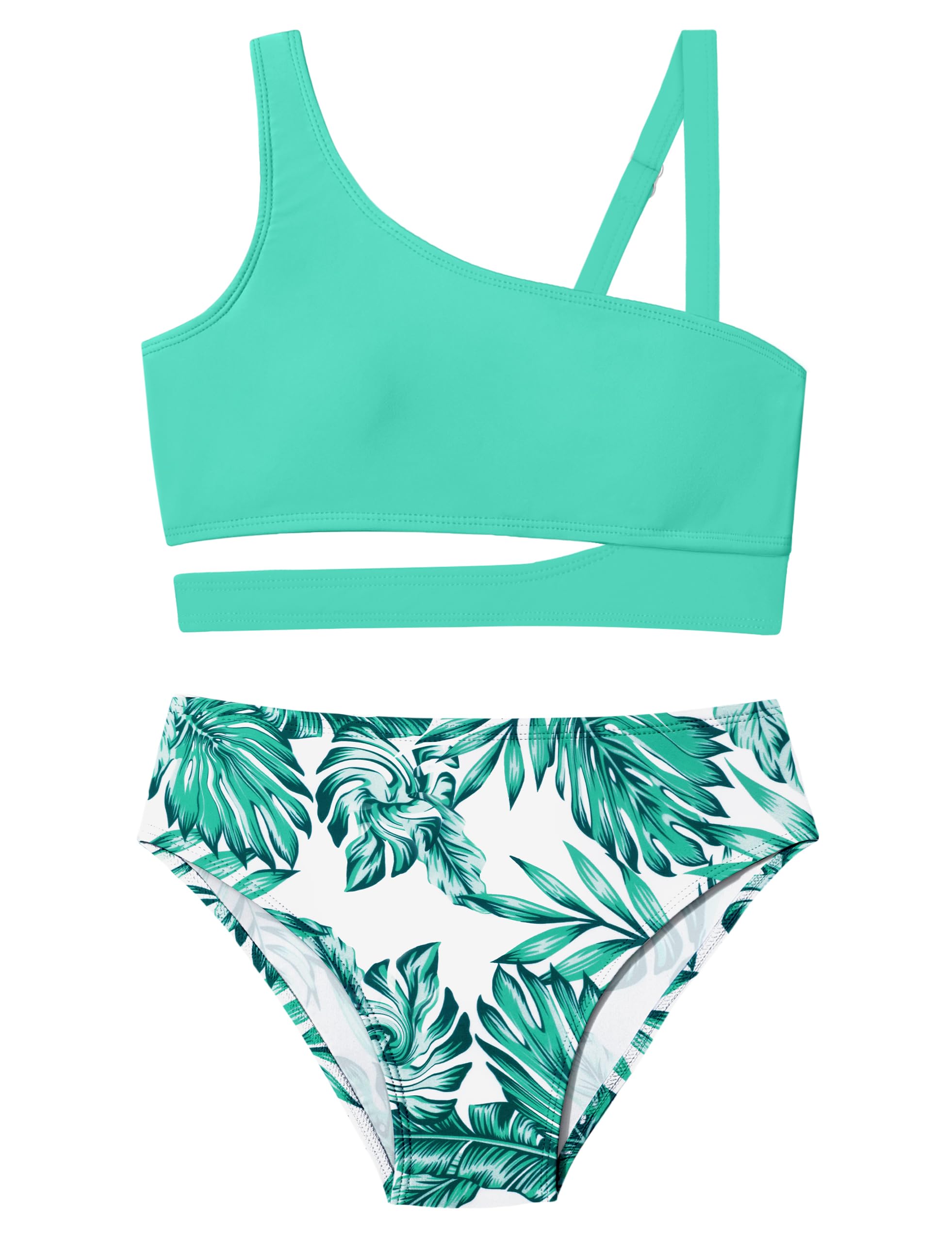 QueenstyleGirls Swimsuits Bikini Set Kids Cutout Bathing Suit Bikini Top Two Piece Girls' Swimwear