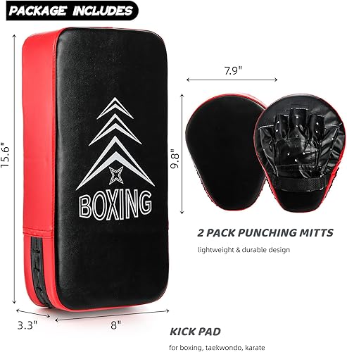 Miniatura 2 de ZOOFOX Juego de guantes de boxeo 2 en 1, almohadillas de boxeo curvas, almohadilla de mano de entrenamiento Taekwondo Kick Pad para principiantes,