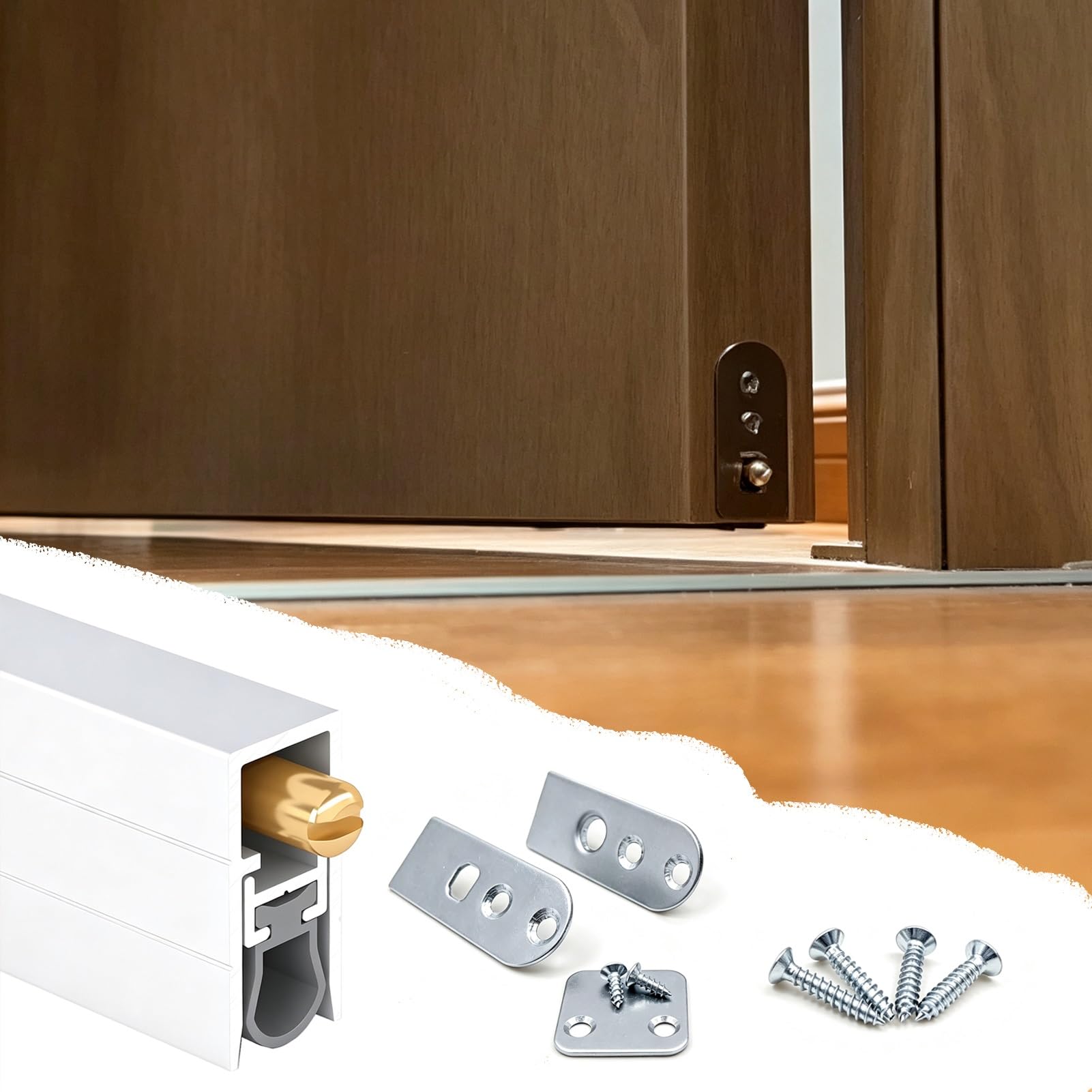 Paraspifferi Sottoporta Guarnizione Inferiore Della Porta a Forma di U per Fessure da 0-14 mm, Guarnizione Automatica a Scomparsa Regolabile per Porte, Guarnizione | 91cm(35 3/4")
