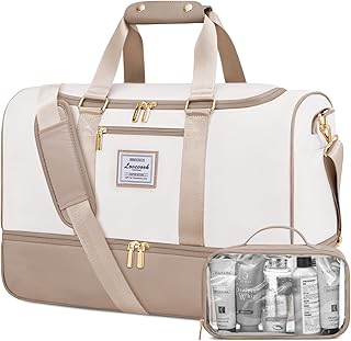 Reisetasche Handgepäck Damen, 37L Weekender Travel Duffle Carry on Bag mit Kulturtasche, Schuhfach & Nassfach, Wasserdicht Sporttasche Strandtasche, Tasche für Urlaub Flugzeug Camping