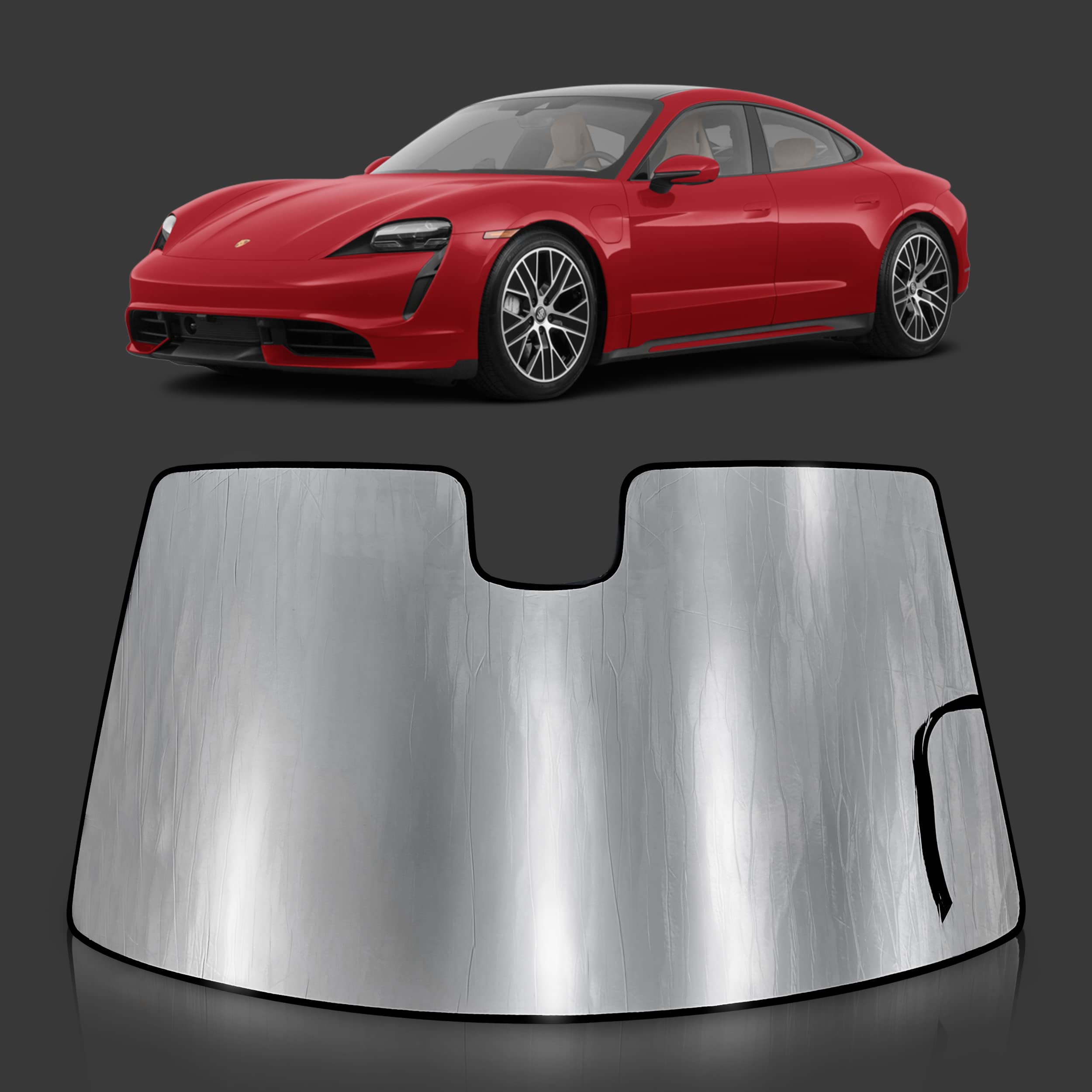 Galaxy Auto ShieldCustom Fit Windshield Sun Shade for 2020 2021 2022 2023 2024 Porsche Taycan Sedan, Insulated Sunshade Privacy Accessories Blockout UV Reflector Protection - Made in USA