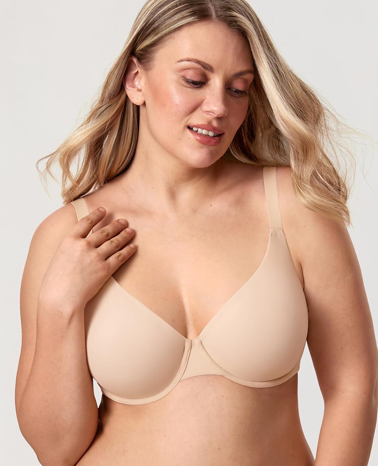 DELIMIRA Women's Inbarely Plus Plunge Bra Underwire Full Coverage Plus Size Unlined Bras - Image 3