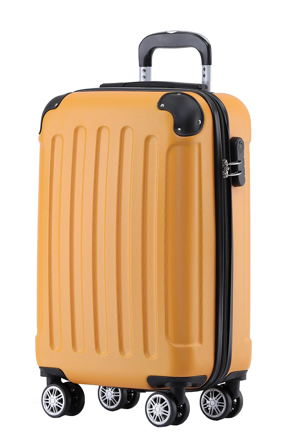 BEIBYE Hartschalen-Koffer Trolley Rollkoffer Reisekoffer Sicherheit Zahlenschloß Zwillingsrolle ABS Material Handgepäck 4 Rollen (M-L-XL-Set)