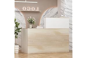 FAMAPY Standing Reception Desk - 55.1" x 23.6" x 43.3" Reception Desk,...