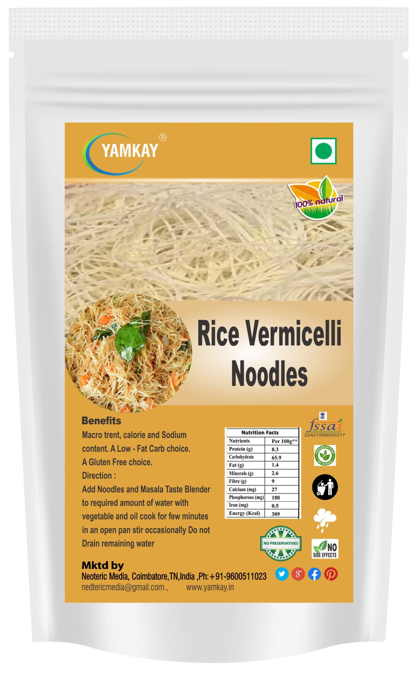 Yamkay Vegetarian Rice Vermicelli Sevai Seviyan Semiya Noodles No Artificial Flavours No Artificial Colours 500 gm (B0BS1FRB9L) Amazon Price History, Amazon Price Tracker
