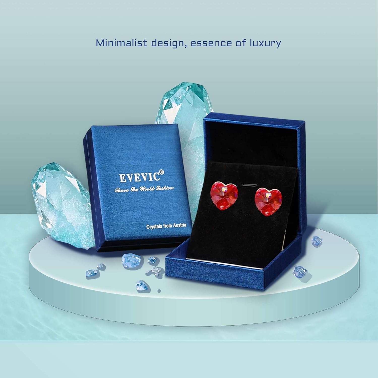 Austrian Crystal Heart Stud Earrings for Women, 925 Sterling Silver Hypoallergenic Fashion Jewelry - Image 7