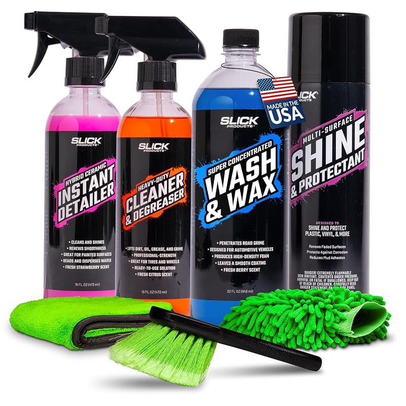 Kit Completo de Limpeza para Barcos e Jet Ski Slick Products com Sistema de Lavagem, Brilho e Proteção — 10 itens