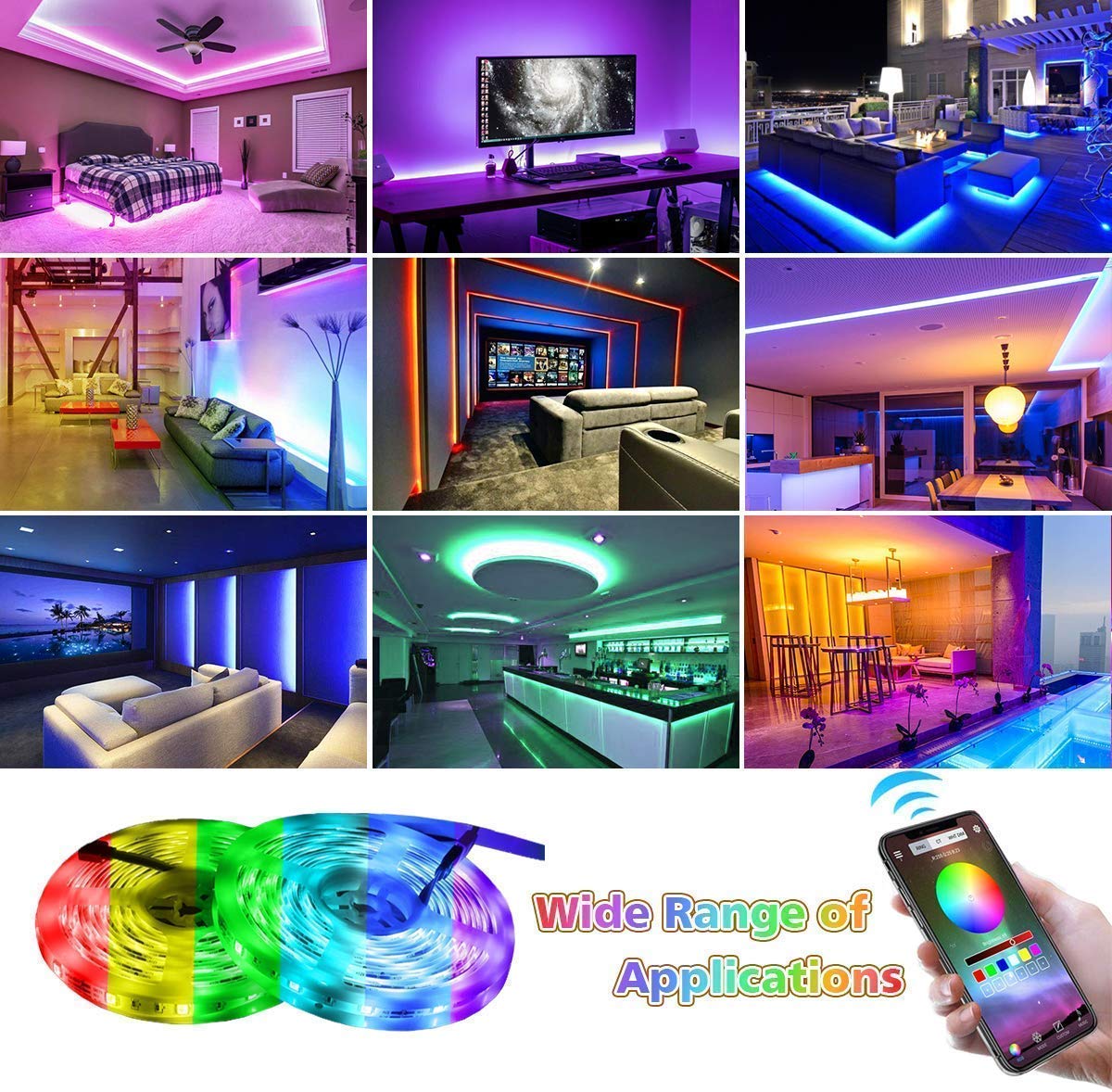 Gshy Striscia LED WiFi 10 m 300 LED 5050 RGB IP65 impermeabile fascia frontale LED controllato da APP Smartphone compatibile con Alexa Decoration Room interno ed esterno per Natale