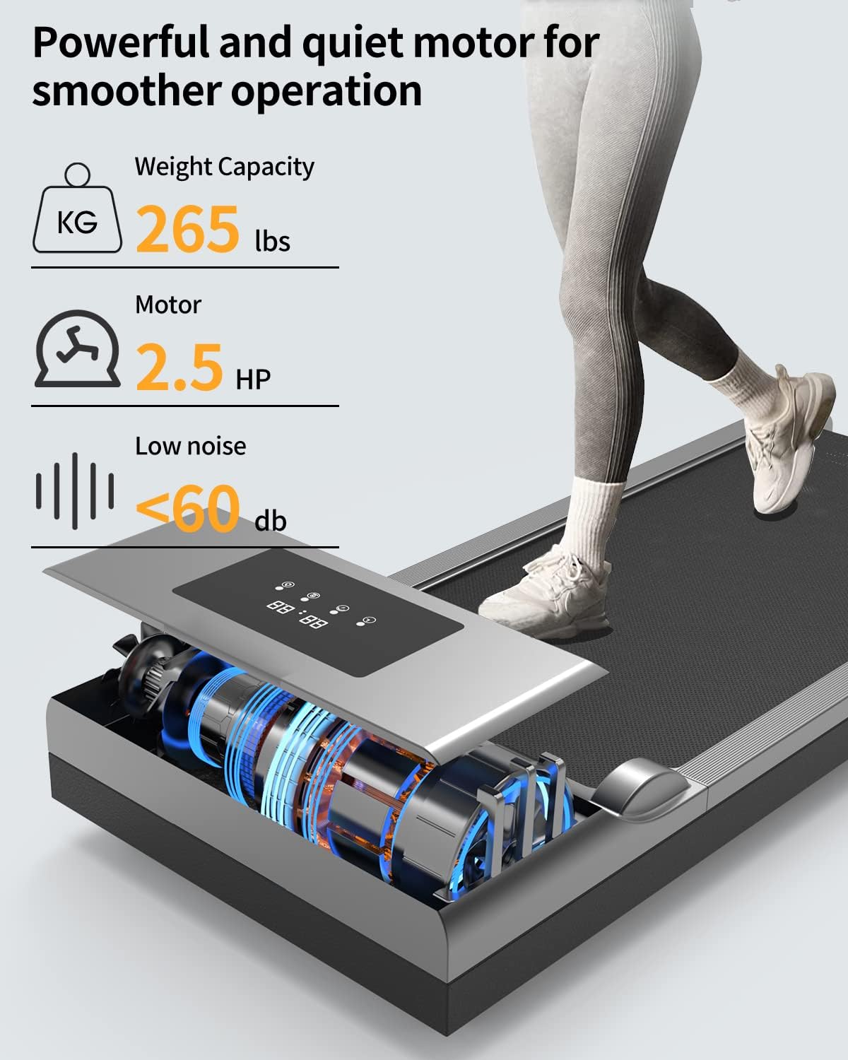QUDODO Walking Pad Treadmill Under Desk,2 in 1 Portable Desk Treadmill with Remote Control,Walking Jogging Machine in LCD Display,Ultra Thin and Silent, Intended for Home/Office