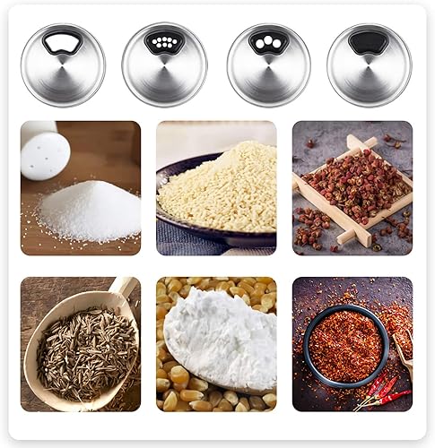 Miniatura 7 de Kingrol Paquete de 6 tarros de especias de vidrio, salero y pimentero de 7 onzas con agujeros ajustables para verter, para condimentos, hierbas,