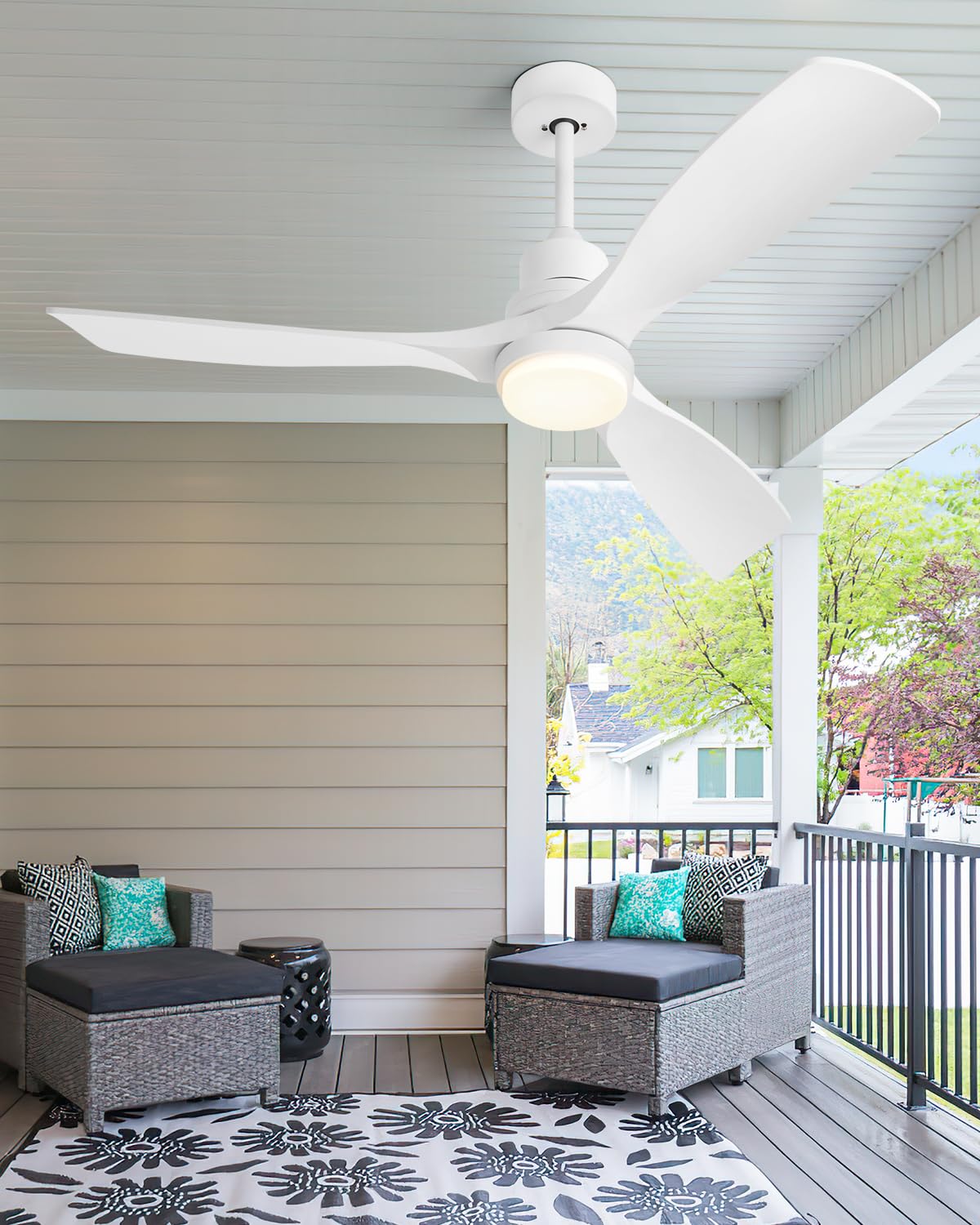 Ventilador de Techo con Luz y Mando a Distancia, Blanco Ventiladores de Techo de 132 cm con Lámpara Luz Led con Motor DC, 3 Aspas, 6 Velocidades, Silencioso, Temporizador, para Dormitorio Salón