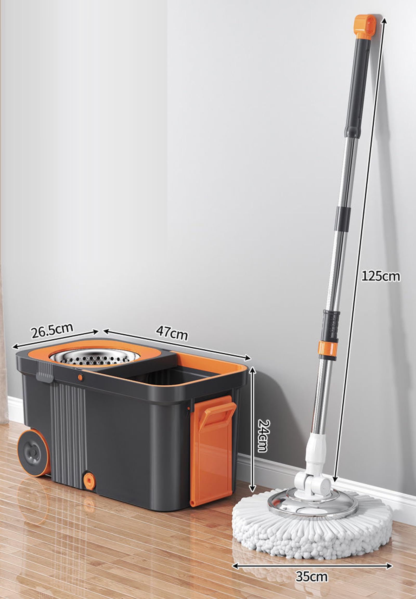 Mop y Cubo con escrutinio con escrutinio de Cesta de Arranque Desmontable 5 Cabezales de trapeador de microfibras de reemplazo para Madera Dura, Madera, Laminado, baldosas,