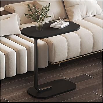 C Shaped End Table for Couch,c Table end Table Modern,C Shaped End Table with Metal Frame,Tray Desk Cart,C-Shaped Side Table,for Living Room and Bedroom,4 ColorsBlack