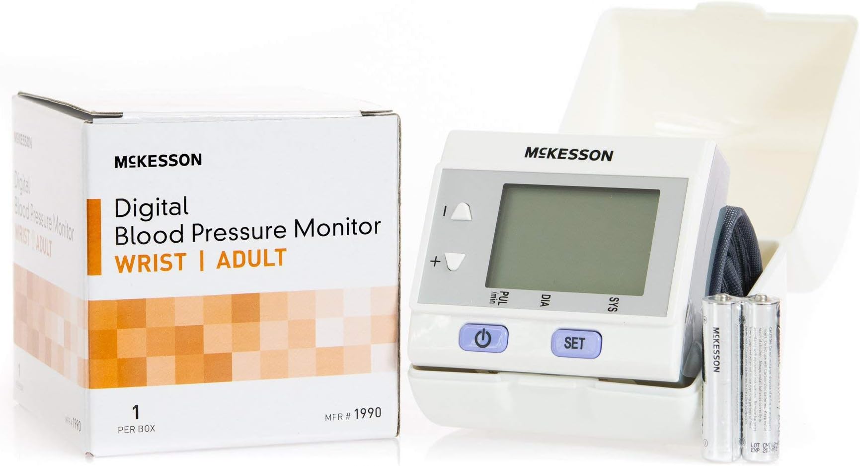 McKesson Digital Blood Pressure Monitor, Wrist Cuff, One Size Fits Most, 1 Count Navy Blue