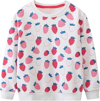 Toddler Girls Sweatshirt Crew-Neck Long Sleeve Cotton Pullover Shirt