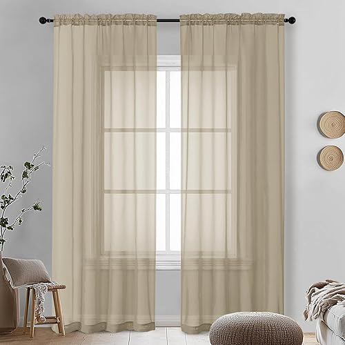 Miniatura 242 de OVZME 2 paneles de cortina traslúcidas para ventana, 96 pulgadas de largo, para dormitorio, diseño de bolsillo superior para cortinero, tratamiento