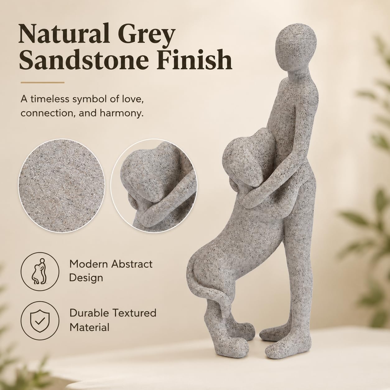 Scultura a forma di cane, decorazione per la casa, a forma di uomo e cane, decorazione per ufficio, soggiorno, camera da letto, casa, regalo di memoria per gli amanti degli animali (B)
