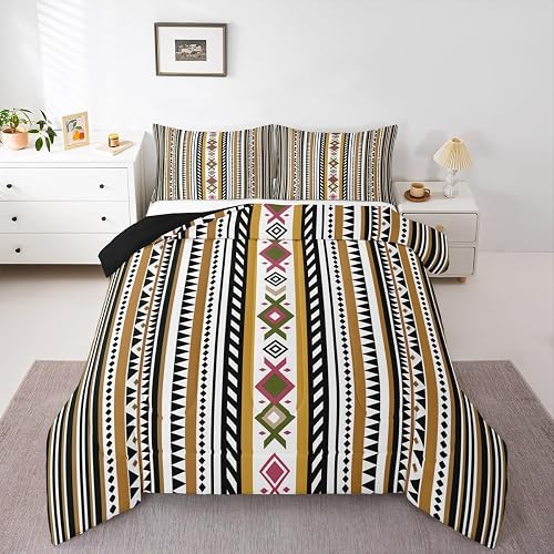 Feelyou Boho Comforter Set Queen Size Geometric Patterns Bedding Set for Kids Bo