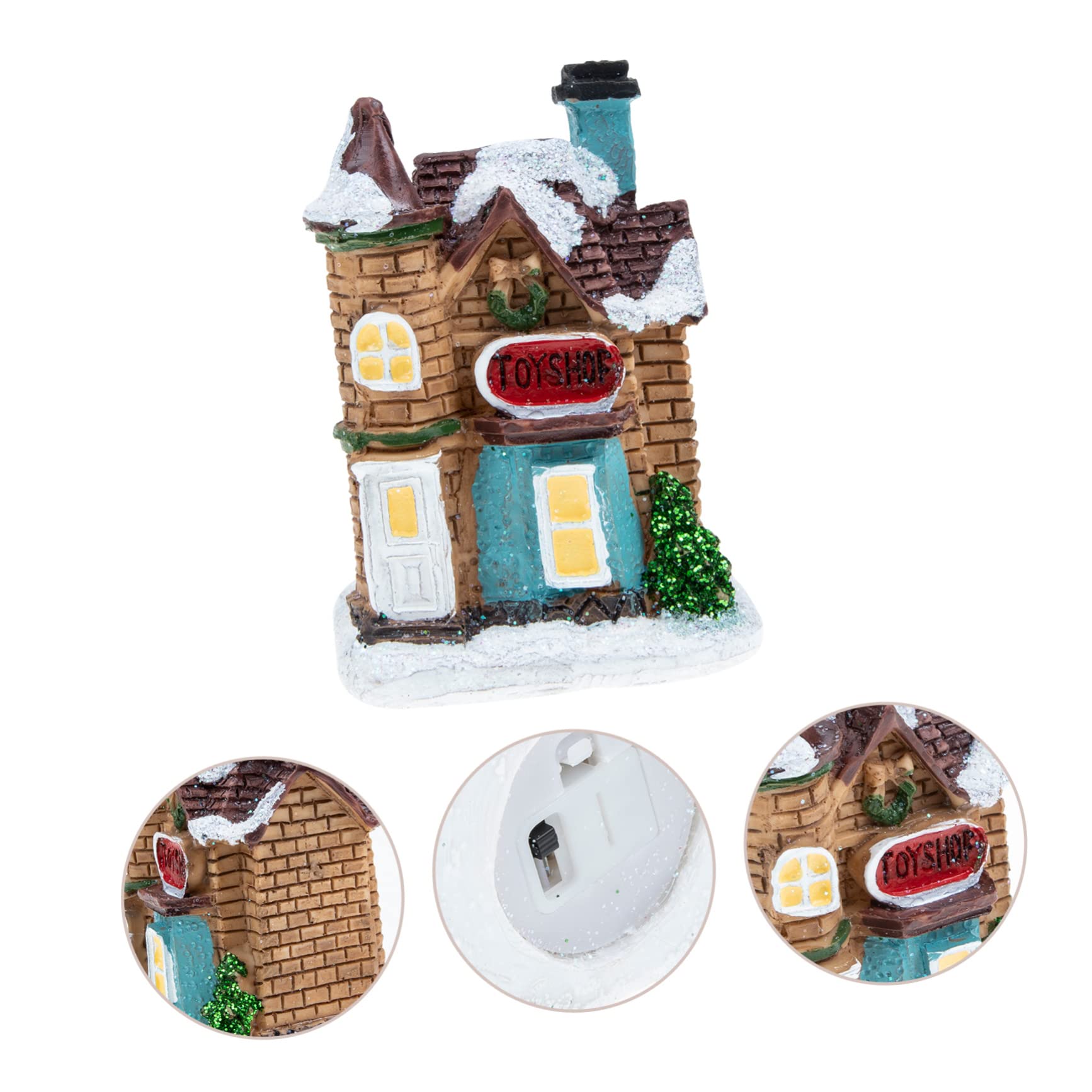 Cabilock 4 Piezas Pueblo De La De Navidad Led De Navidad Ornamento De La De Navidad Iluminar La De Navidad Pueblo Navideño En Miniatura Mini Pueblo Navideño Decoración Resina