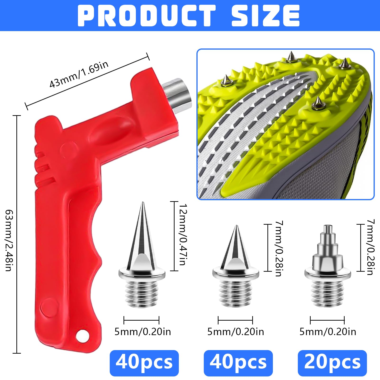 22 stuks vervangende spikes voor sport Sprint spike-nagels met 22 stuks vervangende spikes voor sport Sprint spike-nagels met