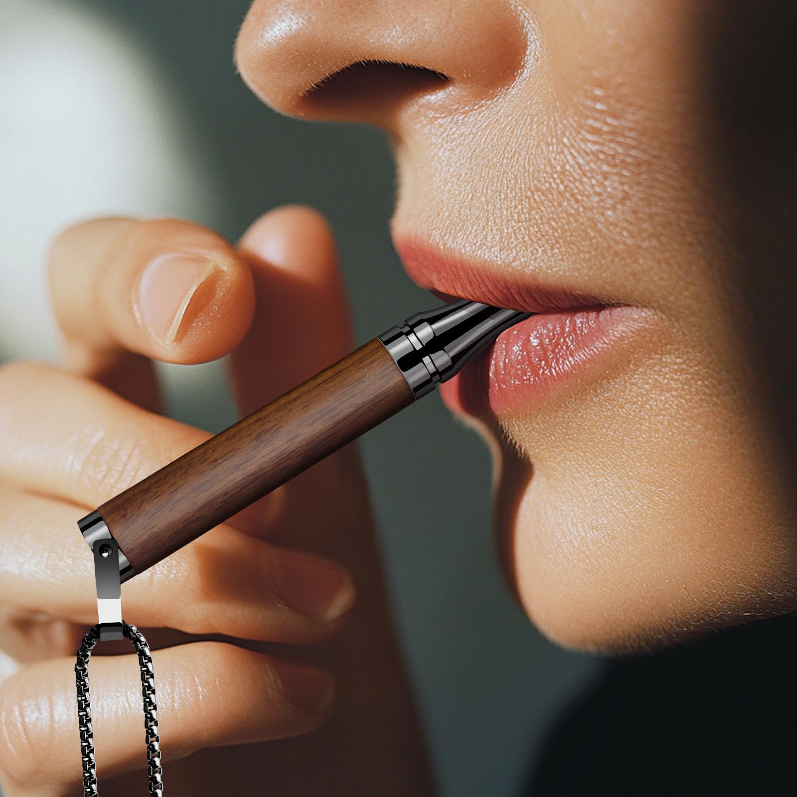 Oddychający naszyjnik z kapsułkami miętowymi do wielokrotnego napełniania, pomocniczy naszyjnik fidget do łagodzenia lęków, inhalator dla dorosłych, Rozmiar uniwersalny, Stal nierdzewna, Brak kamienia