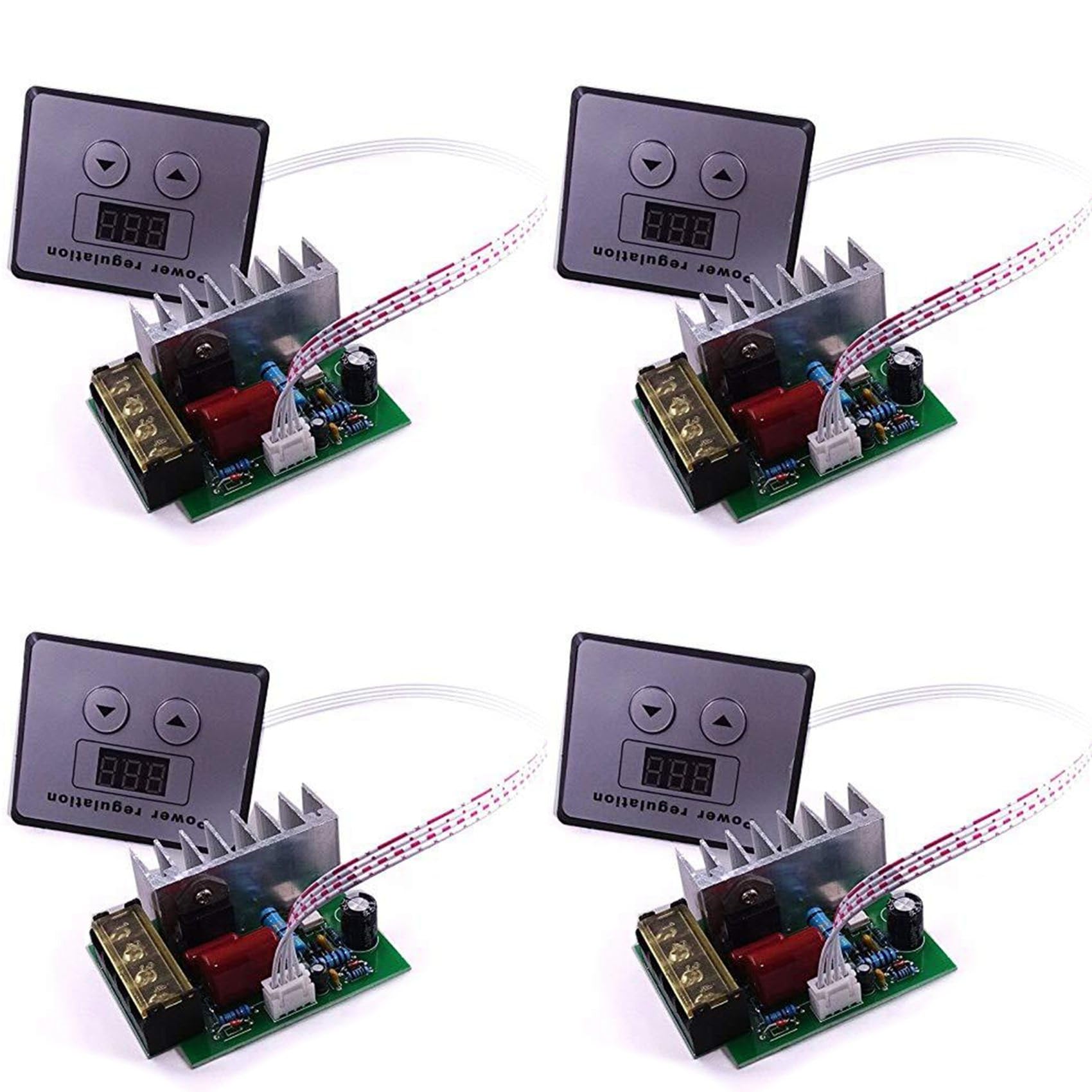 Jnchdghwa As Shown 4X 4000W 220V Ac Scr Voltage Regulator Dimmer Electric Motor Speed Temperature Controller + Digital Meters
