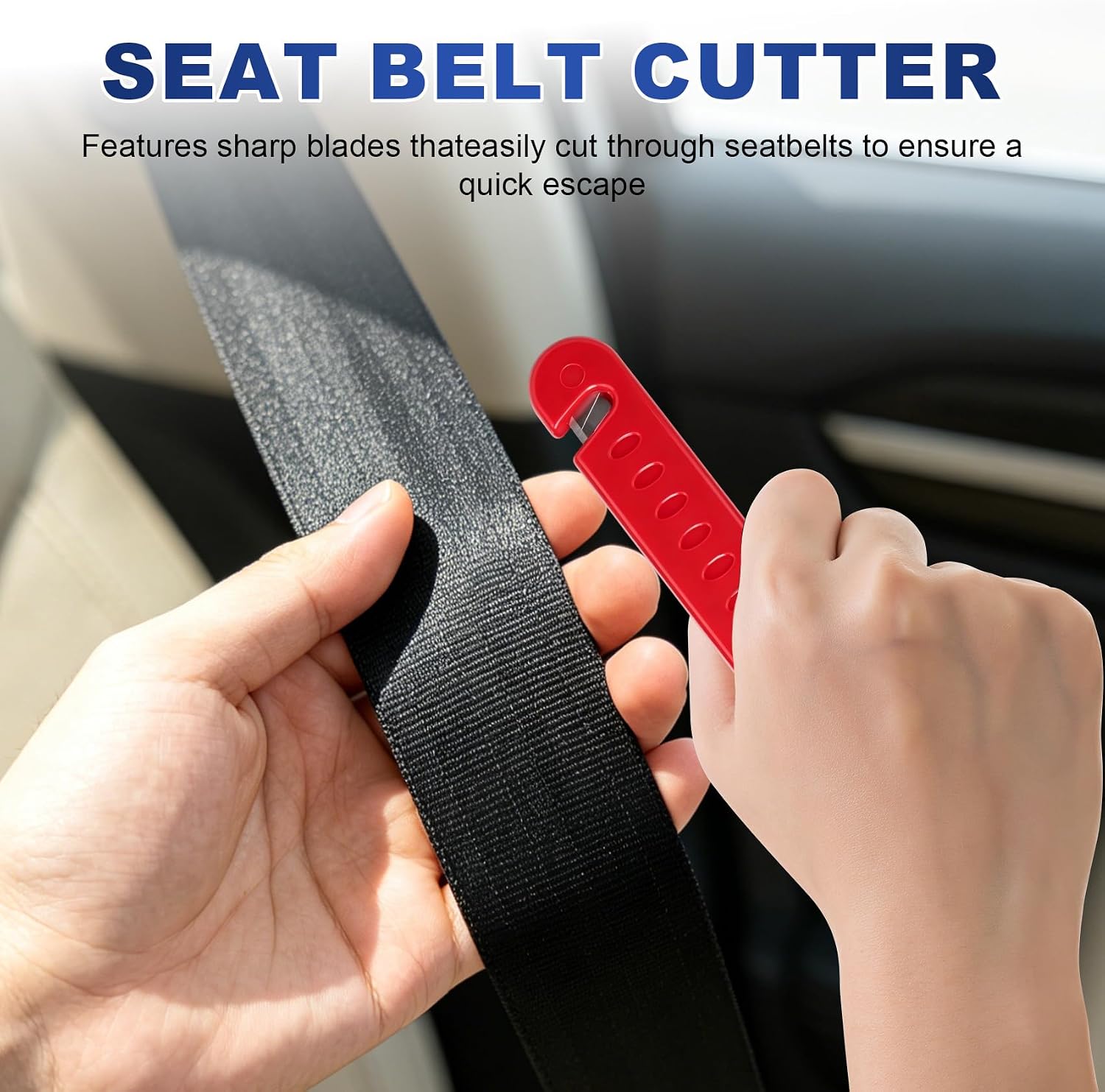 Car Glass Window Breaker and Seatbelt Cutter, Emergency Escape Tool, 2PCS image 5