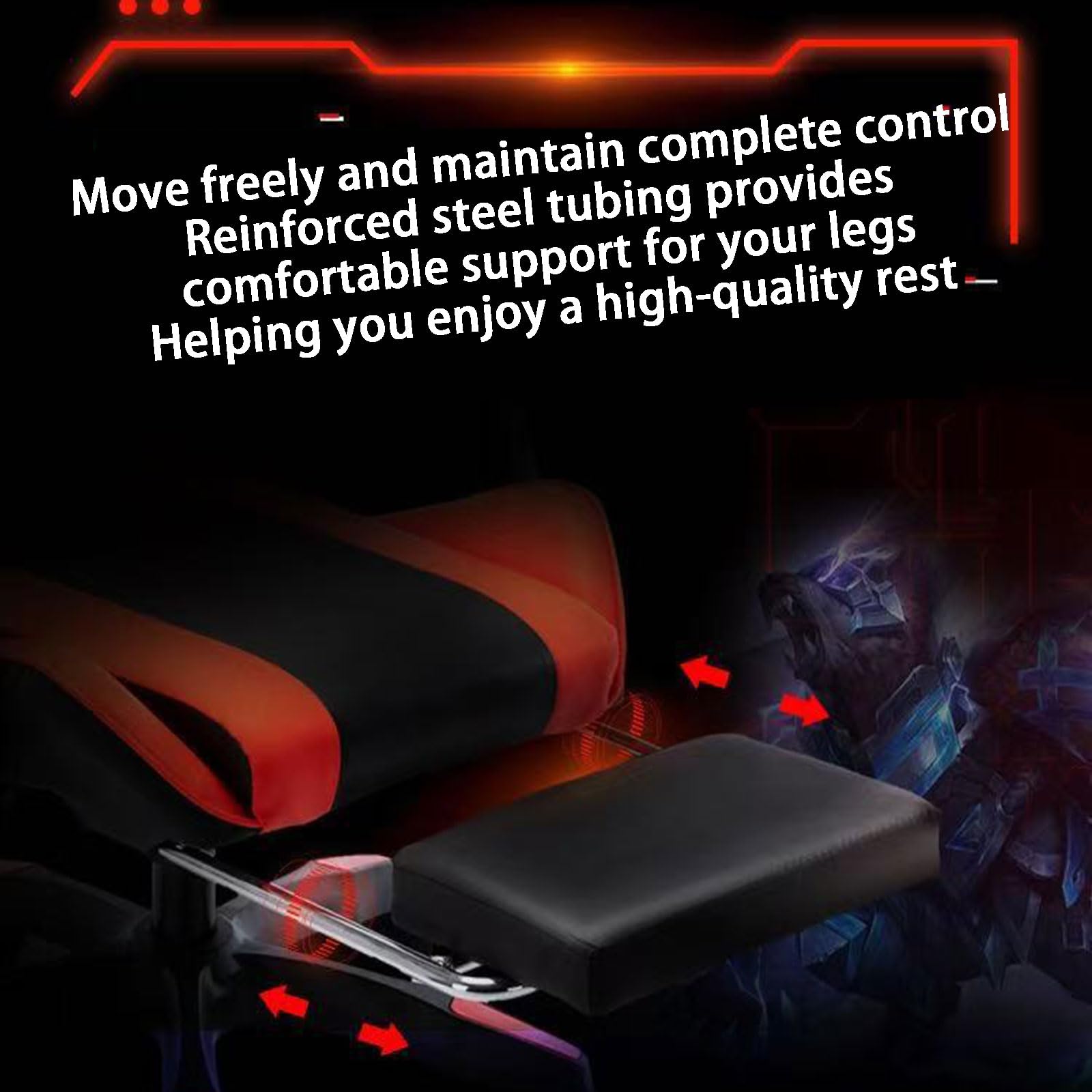 Gaming-Stuhl mit Lendenwirbelstütze, ergonomischer Bürostuhl mit hoher Rückenlehne mit PU-Leder und einziehbarer Fußstütze für Komfort beim Gaming und im Büro