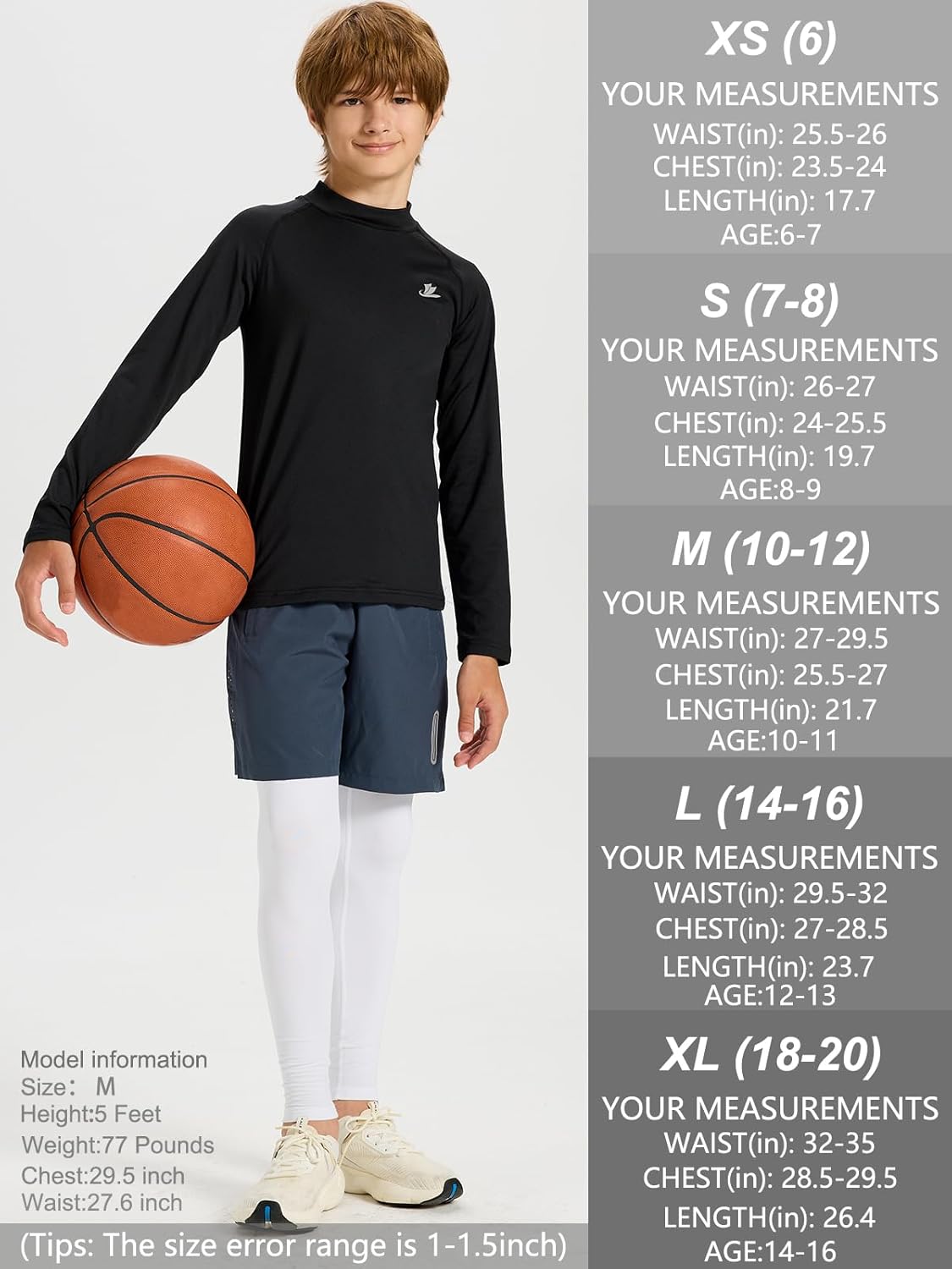 DEVOROPA Youth Boys Compression Thermal Shirt Long Sleeve Kids Fleece Baselayer Soccer Baseball Undershirt Slim/Regular/Husky - Image 7