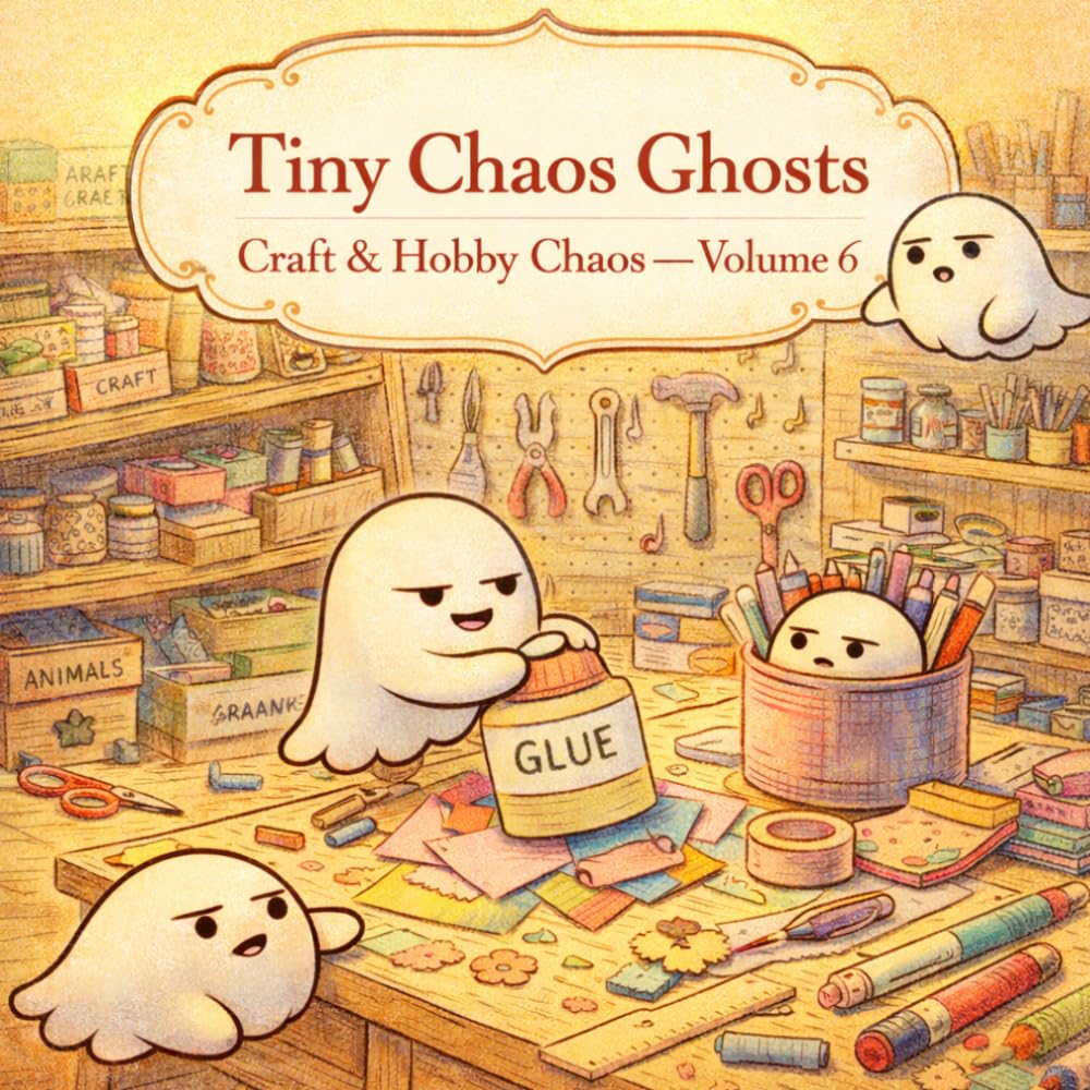 Tiny Chaos Ghosts: Craft & Hobby Chaos: A Cozy & Relaxing Coloring Book with Cute Mischievous Ghosts in Creative Spaces (Tiny Chaos Ghosts — Cozy Chaos Coloring Series)