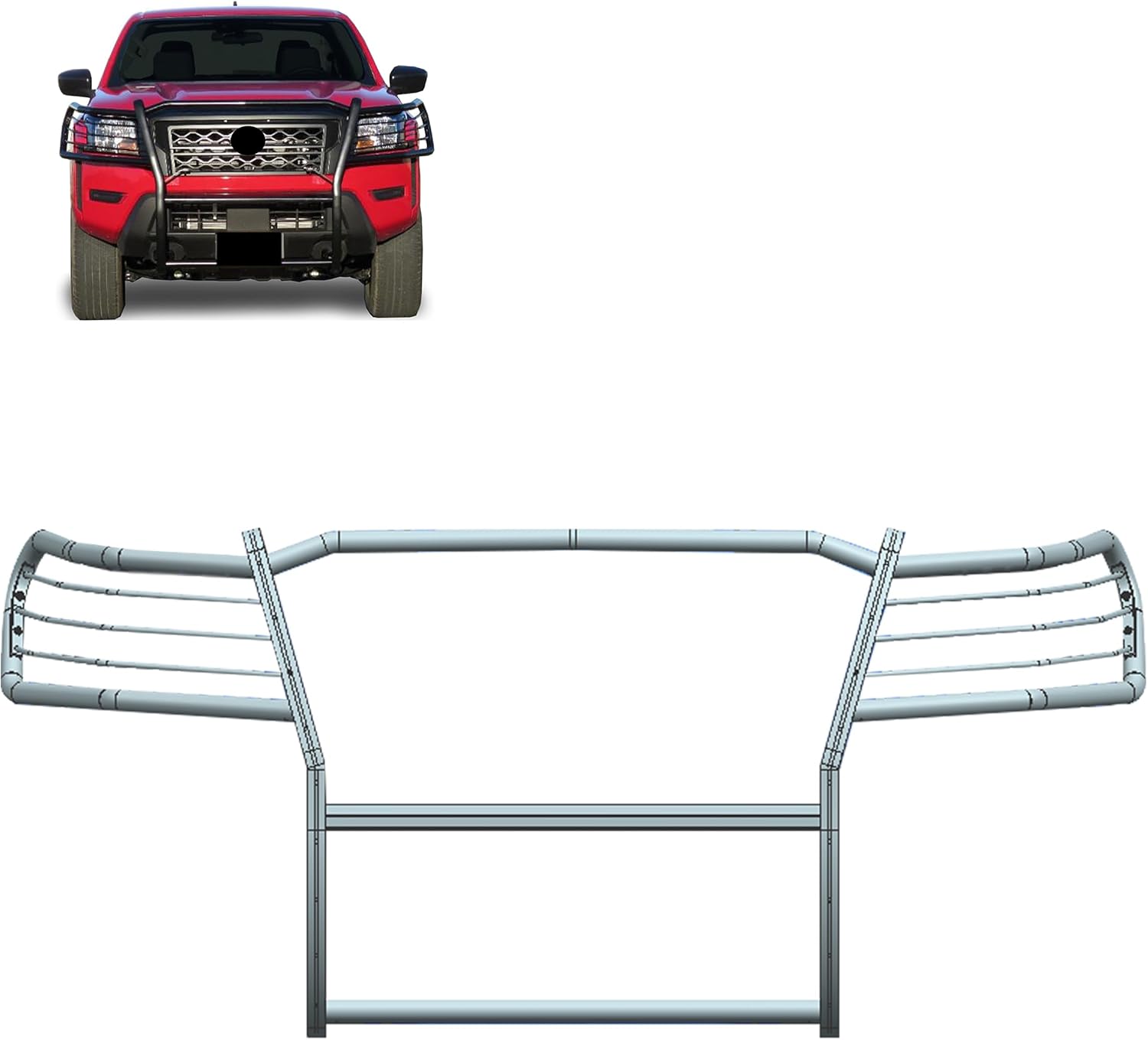 Black Horse - Black Modular Grille Guard Compatible with 2022 Nissan Frontier 17NI22MA