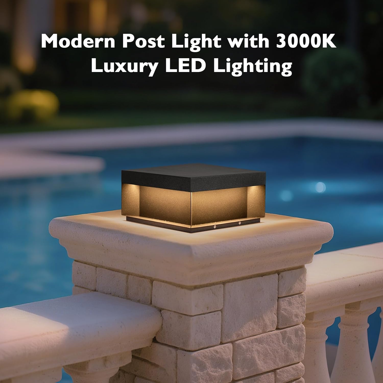 Outdoor Post Light, 11.81" Square Pillar Post Lights Wired Modern Fence Deck Posts Lamp 100-240V AC Waterproof Outside 3000K Warm LED Lantern for Flat Surface Patio Garden Decoration