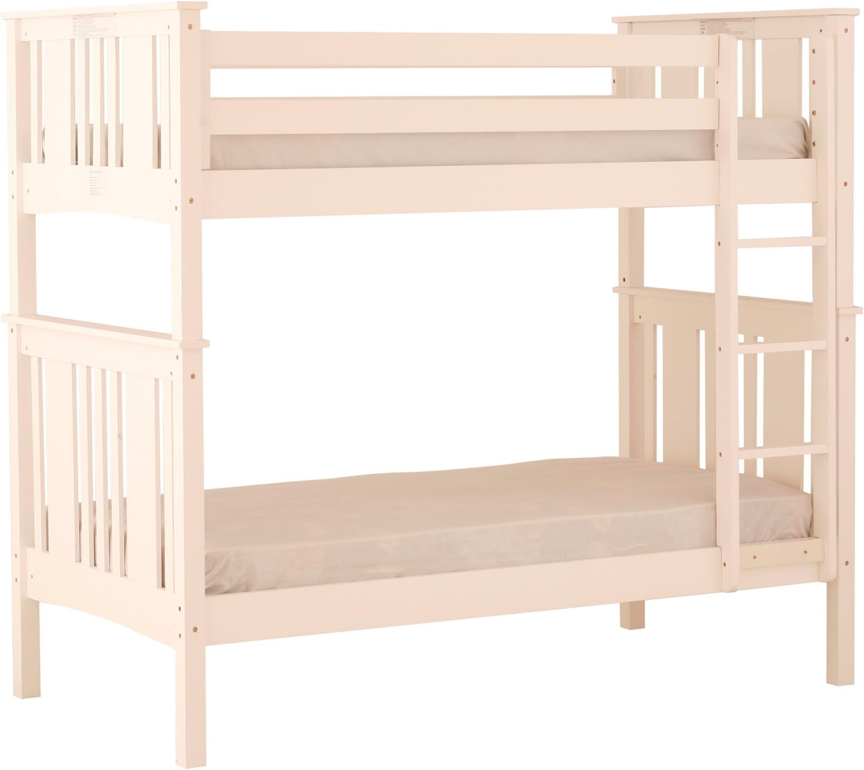 Canwood Base Camp Twin Over Twin Bunk Bed with Vertical Ladder/Guard Rail, White