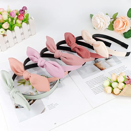 Miniatura 7 de Paquete de 6 diademas para mujer, diademas con lazo para niñas, diademas anudadas con dientes, diademas para niñas de 8 a 12 años, accesorios para