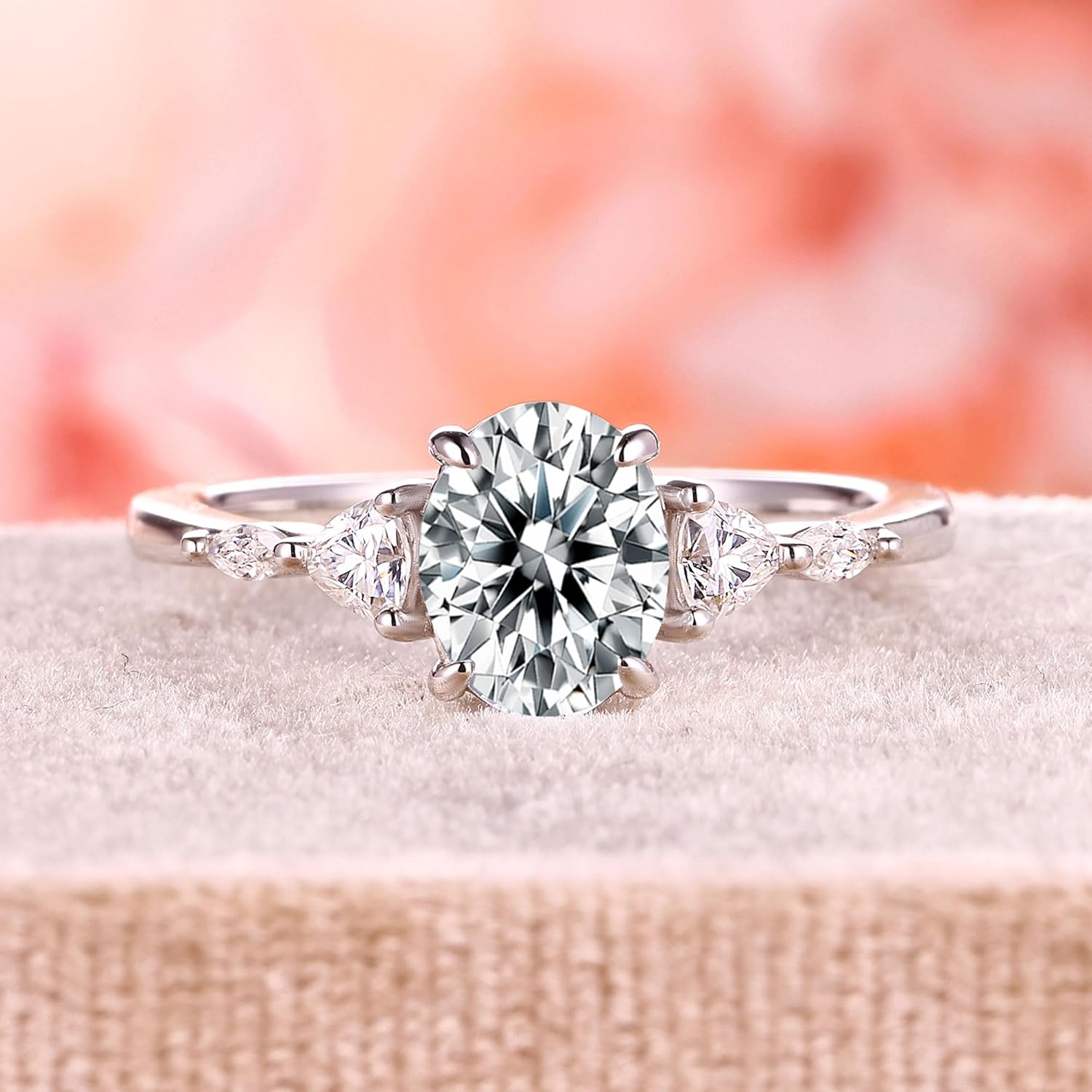 1.5CT Moissanite Engagement Ring for Women 14k Gold Vermeil 925 Sterling Silver Engagement Promise Ring Valentine's Day Mother's Day Girlfriend Anniversary Christmas Gift for Her Size 5 to 12