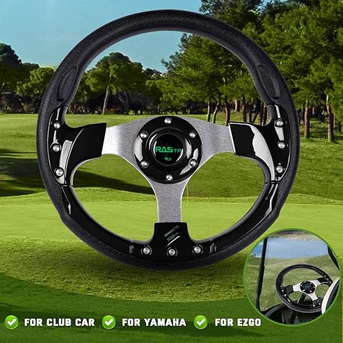 Vista 26 de RASTP Volante de carrito de golf de 12.6 pulgadas/12.598 in para Club Car DS y Club Car Precedent EZGO Yamaha Carritos de golf, rojo Estilo B- Rojo
