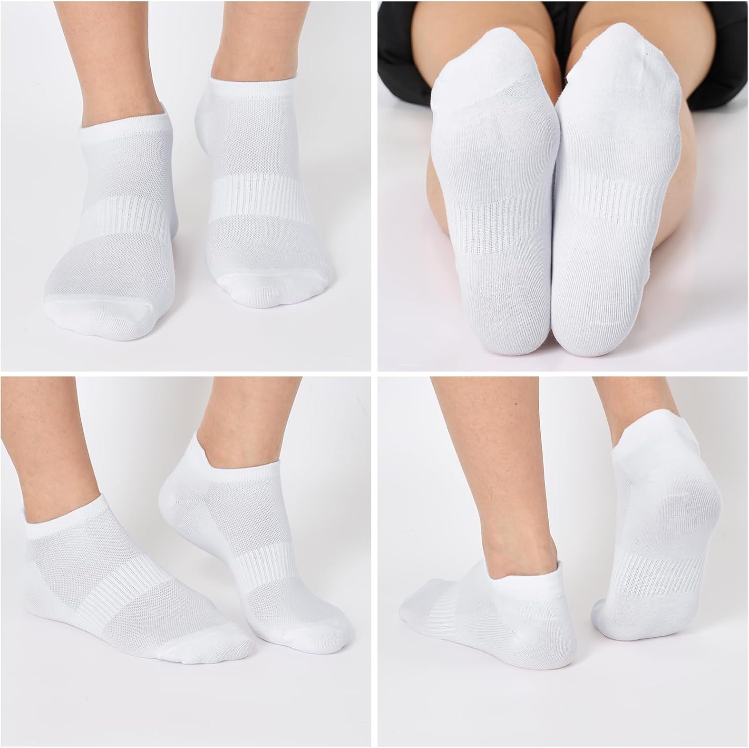 Cuffbow 12 Pairs Unisex Socks in Bulk Men Women Crew and Ankle Socks Cotton with Heel Tab for Adult Athletic Running Casual - Image 7